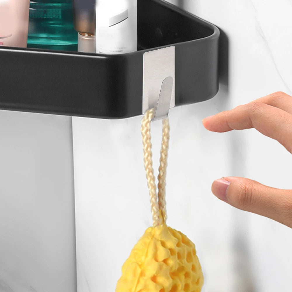 20/5Pcs Small Self Adhesive Hook Stainless Steel Heavy Wall Hanger Hook Bathroom Organizer Towel Rack Multi-purpose Kitchen Hook