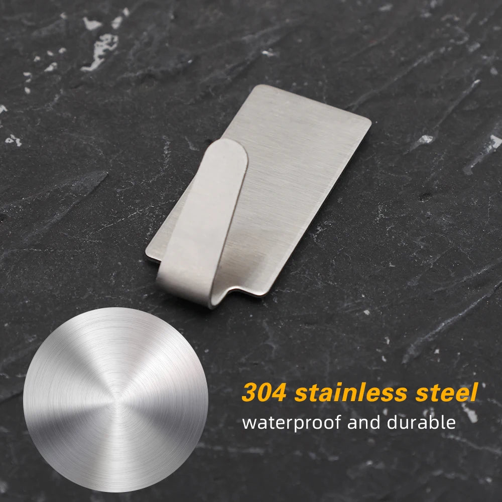 20/5Pcs Small Self Adhesive Hook Stainless Steel Heavy Wall Hanger Hook Bathroom Organizer Towel Rack Multi-purpose Kitchen Hook