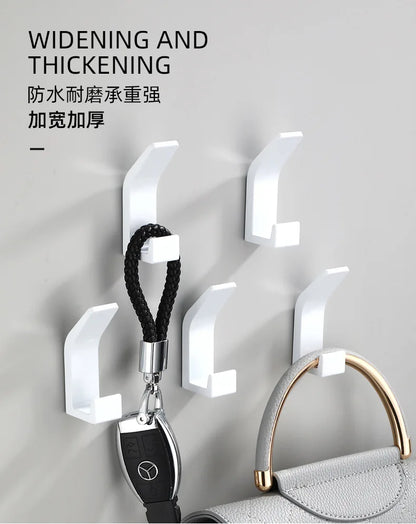 No Drilling Double Hook Black White Towel Hook For Bathroom Clothes Coat Hook Bedroom Robe Hook Livingroom Kitchen Accessories