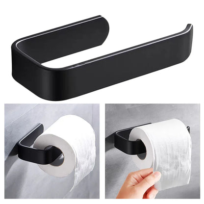 Acrylic Toilet Paper Holder Tissue Rack Wall Mounted Bathroom Kitchen Roll Holder Paper Tissue Rack Hook Modern Black Hanger