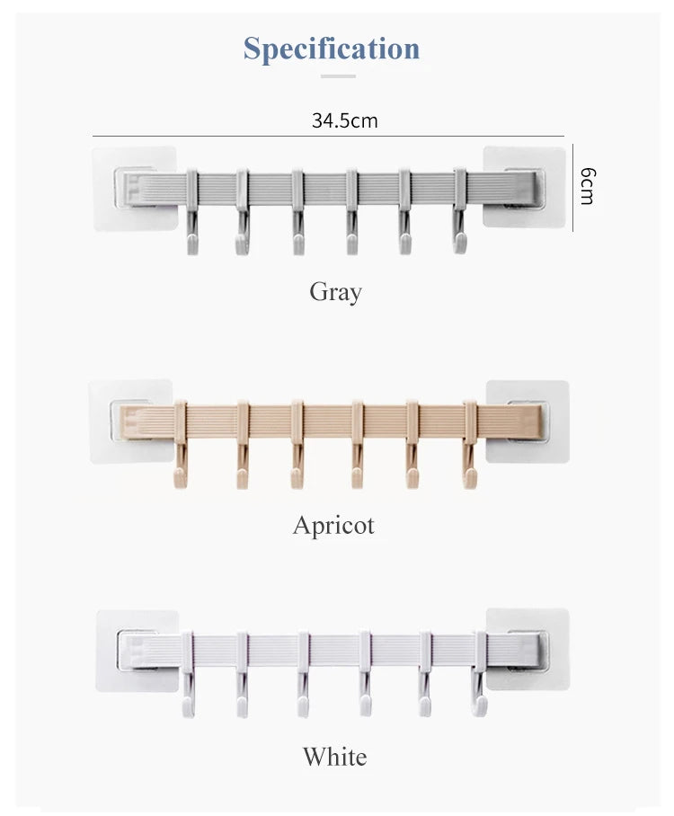 Multifunction Kitchen Storage Hook Cupboard 6 Hook Home Organizer Storage Rack Pantry Chest Tools Towels Hanger Wardrobe Rack