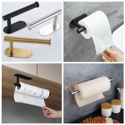 1/2PCS Kitchen Paper Towel Holder Toilet Paper Holder Adhesive Tissue Rack Napkin Dispenser Cabinet Storage Bathroom Accessories