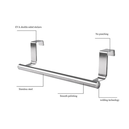 Towel Rack Over Door Towel Bar Hanging Holder Stainless Steel Bathroom Kitchen Cabinet Towel Rag Rack