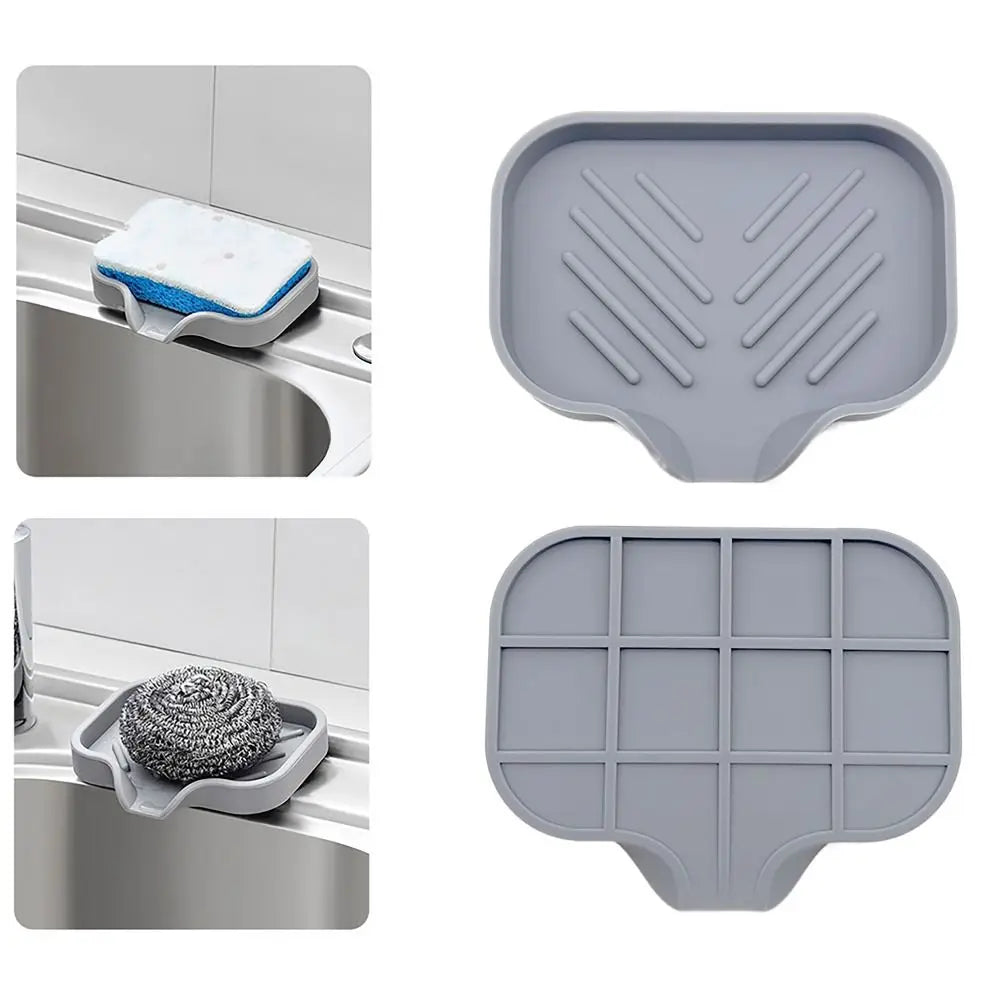 Kitchenware Sponge Holder Convenient No Standing Water Dish Sponge Soap Drain Storage Tray Silicone Sink Pad Kitchen Bathroom