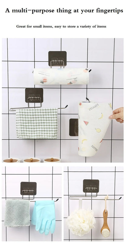 Kitchen paper towel stand glue toilet rack towel, hang tissue dispenser roll napkin cabinet storage accessories, 2 pieces