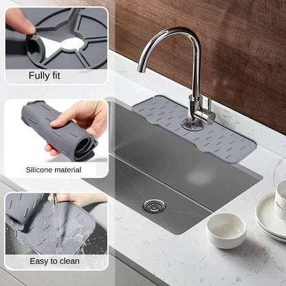 Foldable Faucet Mat Toiletries Counter Liner Kitchen Sink Silicone Anti-splash Mat Sink Drain Anti-leak Mat Household Tools