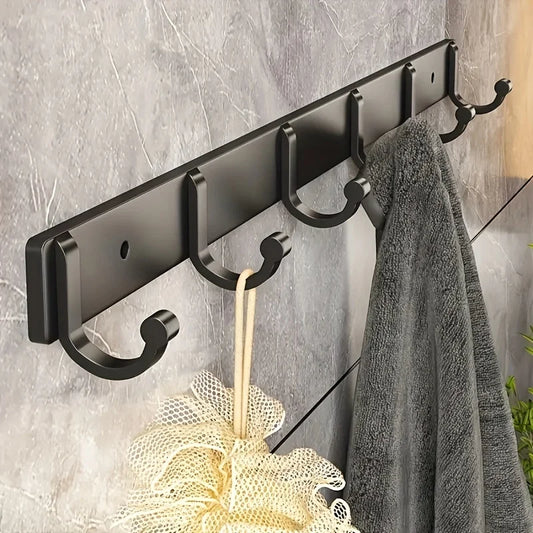 3/4/5/6 Hook Black Aluminum Wall Mounted Clothes Hook Suitable for Towels Bath Towels Jacket Clothes Home Bathroom Accessories