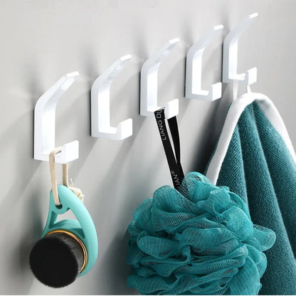 No Drilling Double Hook Black White Towel Hook For Bathroom Clothes Coat Hook Bedroom Robe Hook Livingroom Kitchen Accessories