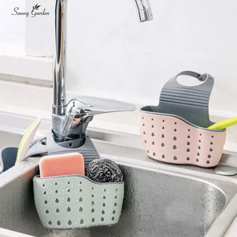 1Pcs Kitchen Accessories Utensils Organizer Adjustable Snap Sink Soap Sponge Holder Kitchen Hanging Drain Basket Kitchen Gadgets