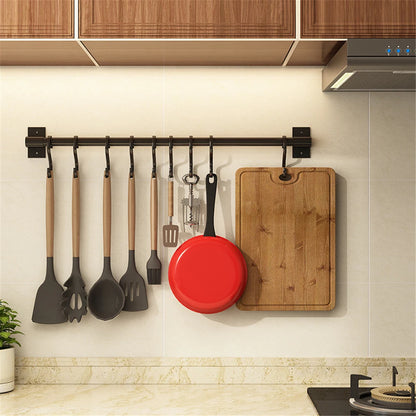 Wall Mounted Kitchen Hook Rack Free Punching Wall Hangers Rail Kitchen Utensils Rack Spoon Shovel Chopping Board Storage Rack