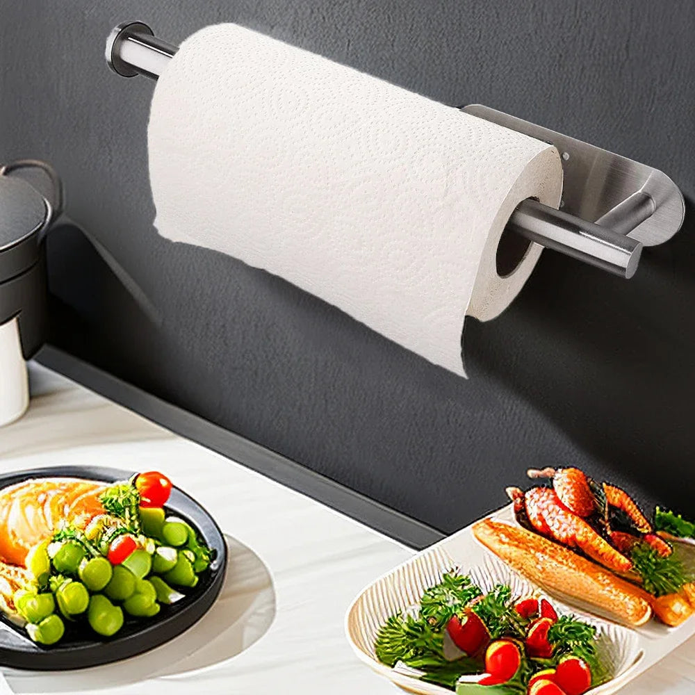 1/2PCS Kitchen Paper Towel Holder Toilet Paper Holder Adhesive Tissue Rack Napkin Dispenser Cabinet Storage Bathroom Accessories