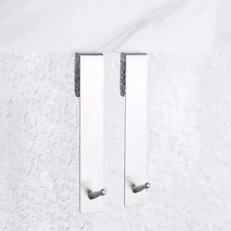 Hanging Glass Door With Stainless Steel Back Hanging Detachable Hanger, Bathroom Non Perforated Metal Clothes Hook