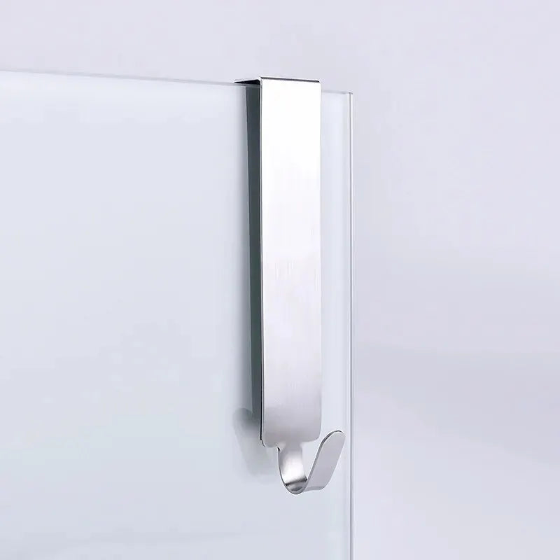 Hanging Glass Door With Stainless Steel Back Hanging Detachable Hanger, Bathroom Non Perforated Metal Clothes Hook