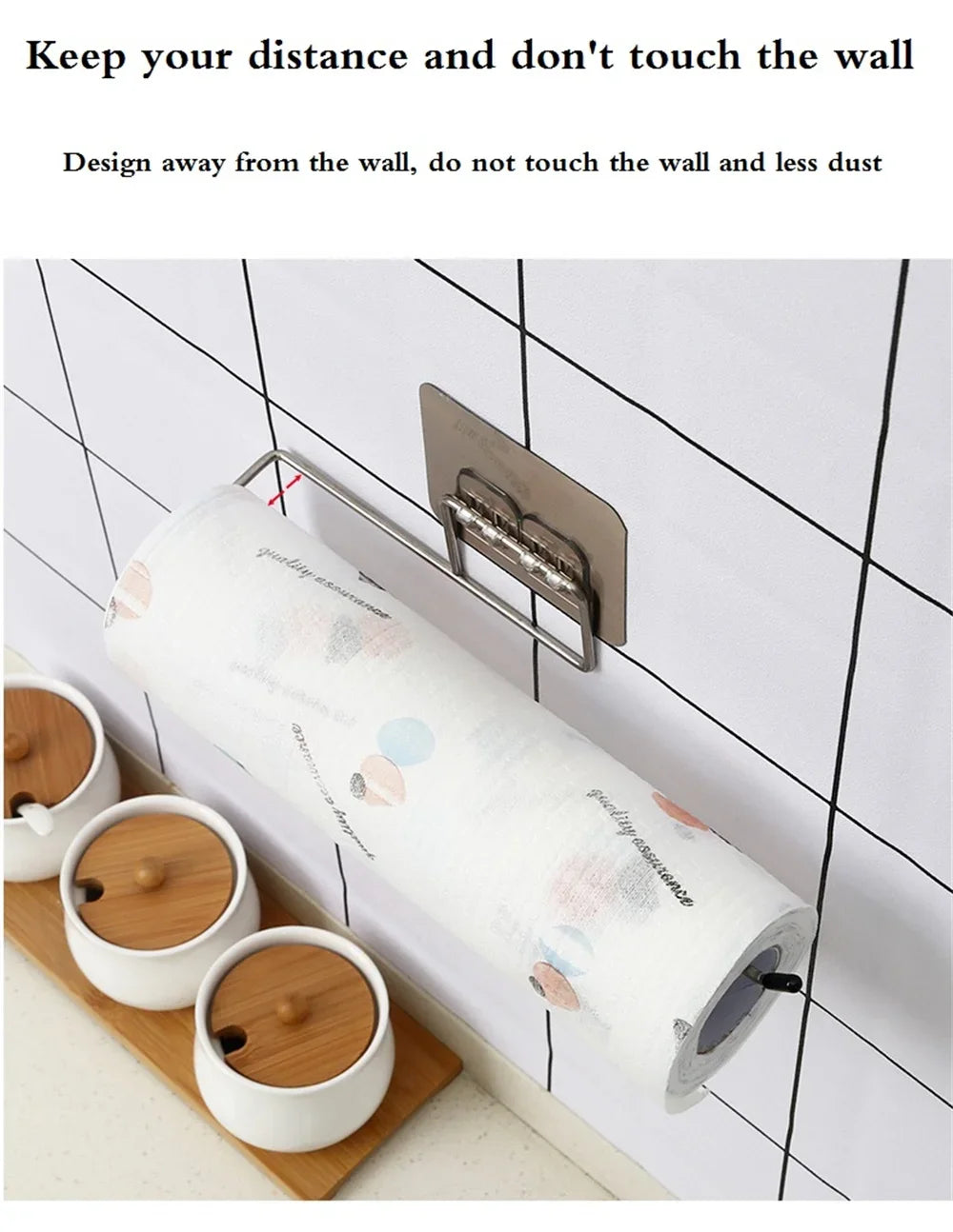 Kitchen paper towel stand glue toilet rack towel, hang tissue dispenser roll napkin cabinet storage accessories, 2 pieces