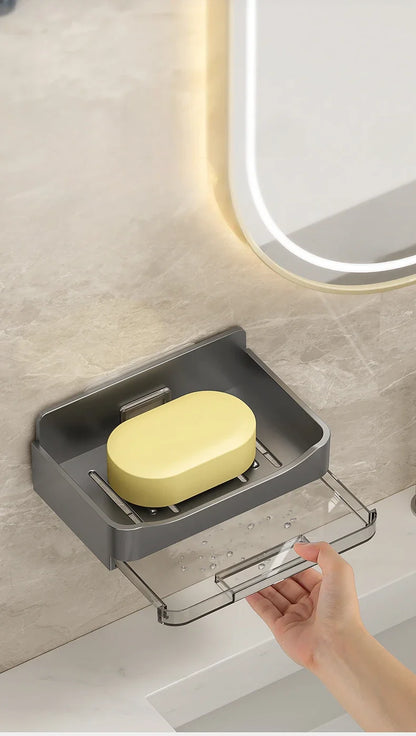 Bathroom Soap Holder Free-Punching Wall Mounted Soap Sponge Holder Organizer Double Drainage Soap Dish Bathroom Accessories